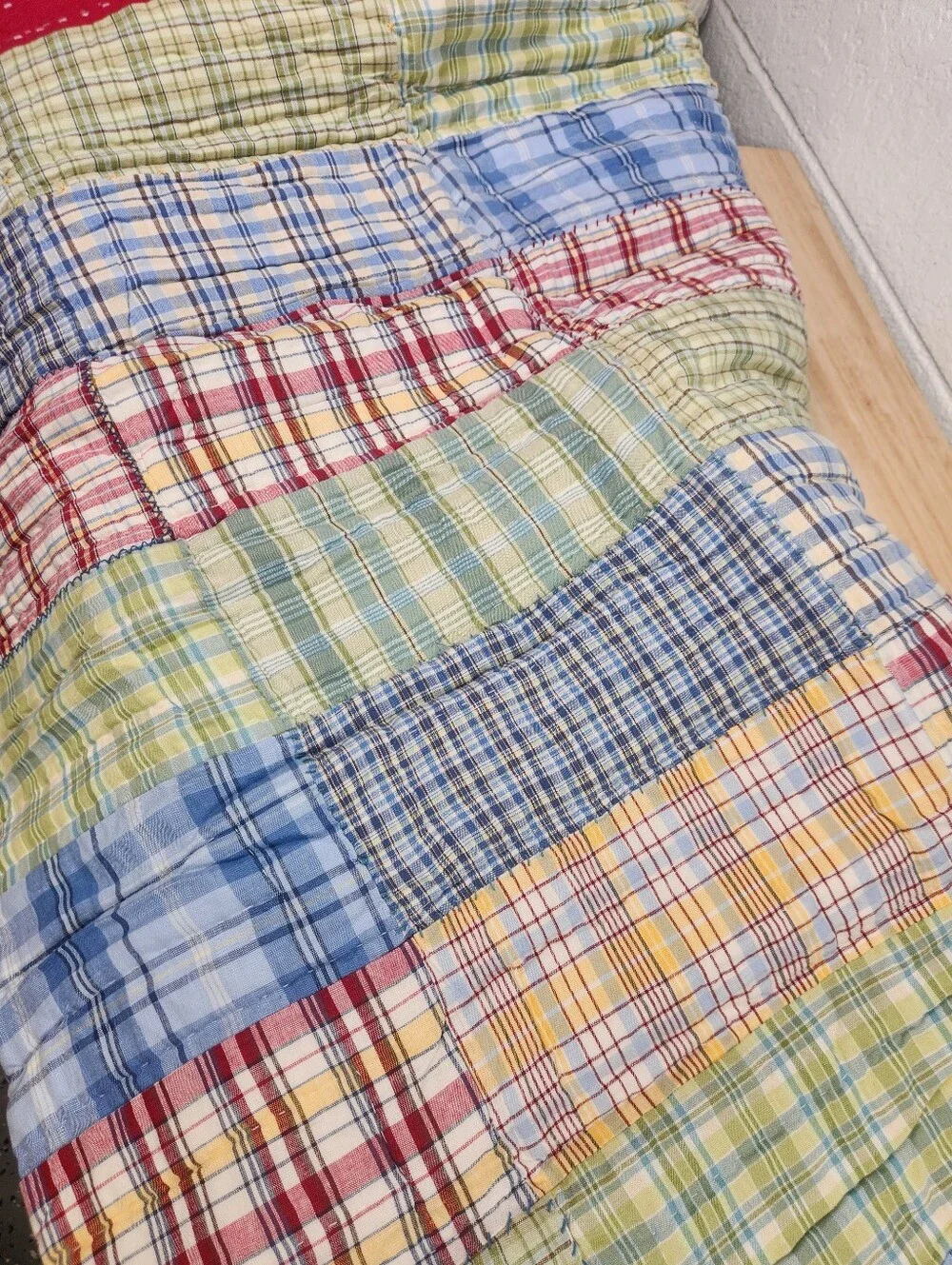 Pottery Barn Kids Laguna Plaid Patchwork Quilt Sz Twin Primary Colors Americana